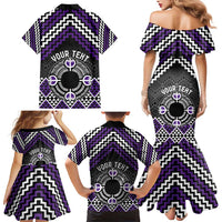 Personalised Aotearoa Niho Taniwha Motif Family Matching Mermaid Dress and Hawaiian Shirt Violet Style LT9 - Polynesian Pride