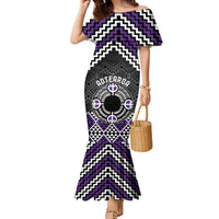 Personalised Aotearoa Niho Taniwha Motif Family Matching Mermaid Dress and Hawaiian Shirt Violet Style LT9 Mom's Dress Violet - Polynesian Pride