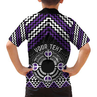 Personalised Aotearoa Niho Taniwha Motif Family Matching Summer Maxi Dress and Hawaiian Shirt Violet Style LT9 - Polynesian Pride