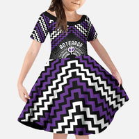 Personalised Aotearoa Niho Taniwha Motif Family Matching Summer Maxi Dress and Hawaiian Shirt Violet Style LT9 Daughter's Dress Violet - Polynesian Pride