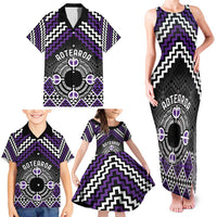 Personalised Aotearoa Niho Taniwha Motif Family Matching Tank Maxi Dress and Hawaiian Shirt Violet Style LT9 - Polynesian Pride