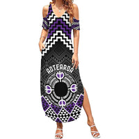 Personalised Aotearoa Niho Taniwha Motif Summer Maxi Dress Violet Style