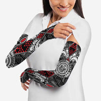Black Aotearoa Taniko Motif Arm Sleeves Vintage Maori New Zealand Tribal Art Pattern LT9 - Polynesian Pride