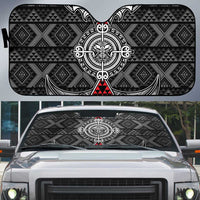 Black Aotearoa Taniko Motif Auto Sun Shade Vintage Maori New Zealand Tribal Art Pattern LT9 Black - Polynesian Pride
