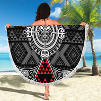 Black Aotearoa Taniko Motif Beach Blanket Vintage Maori New Zealand Tribal Art Pattern LT9 - Polynesian Pride