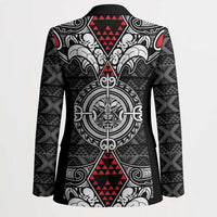 Black Aotearoa Taniko Motif Blazer Vintage Maori New Zealand Tribal Art Pattern LT9 - Polynesian Pride