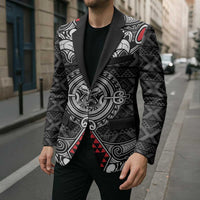 Black Aotearoa Taniko Motif Blazer Vintage Maori New Zealand Tribal Art Pattern LT9 - Polynesian Pride