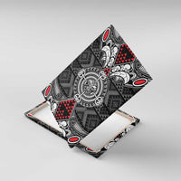 Black Aotearoa Taniko Motif Canvas Wall Art Vintage Maori New Zealand Tribal Art Pattern LT9 With Frame Black - Polynesian Pride