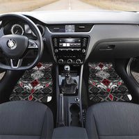 Black Aotearoa Taniko Motif Car Mats Vintage Maori New Zealand Tribal Art Pattern LT9 Set 2pcs - Front Black - Polynesian Pride