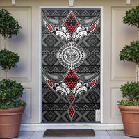 Black Aotearoa Taniko Motif Door Cover Vintage Maori New Zealand Tribal Art Pattern LT9 Black - Polynesian Pride