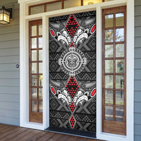 Black Aotearoa Taniko Motif Door Cover Vintage Maori New Zealand Tribal Art Pattern LT9 - Polynesian Pride