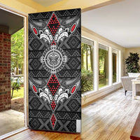 Black Aotearoa Taniko Motif Door Cover Vintage Maori New Zealand Tribal Art Pattern LT9 - Polynesian Pride