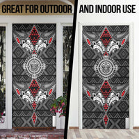Black Aotearoa Taniko Motif Door Cover Vintage Maori New Zealand Tribal Art Pattern LT9 - Polynesian Pride