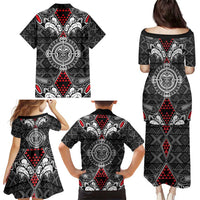 Black Aotearoa Tanilo Motif Family Matching Puletasi and Hawaiian Shirt Vintage Maori New Zealand Tribal Art Pattern LT9 - Polynesian Pride