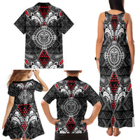 Black Aotearoa Tanilo Motif Family Matching Tank Maxi Dress and Hawaiian Shirt Vintage Maori New Zealand Tribal Art Pattern LT9 - Polynesian Pride