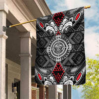 Black Aotearoa Taniko Motif Garden Flag Vintage Maori New Zealand Tribal Art Pattern LT9 House Flag Black - Polynesian Pride
