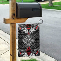 Black Aotearoa Taniko Motif Garden Flag Vintage Maori New Zealand Tribal Art Pattern LT9 - Polynesian Pride