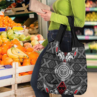 Black Aotearoa Taniko Motif Grocery Bag Vintage Maori New Zealand Tribal Art Pattern LT9 - Polynesian Pride