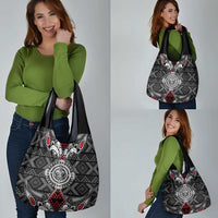Black Aotearoa Taniko Motif Grocery Bag Vintage Maori New Zealand Tribal Art Pattern LT9 - Polynesian Pride