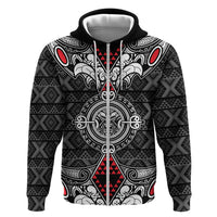 Black Aotearoa Tanilo Motif Hoodie Vintage Maori New Zealand Tribal Art Pattern LT9 Zip Hoodie Black - Polynesian Pride