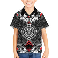 Black Aotearoa Tanilo Motif Kid Hawaiian Shirt Vintage Maori New Zealand Tribal Art Pattern LT9 Kid Black - Polynesian Pride