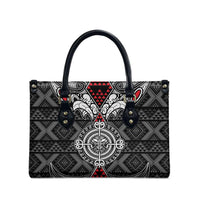 Black Aotearoa Taniko Motif Leather Bag Vintage Maori New Zealand Tribal Art Pattern LT9 - Polynesian Pride