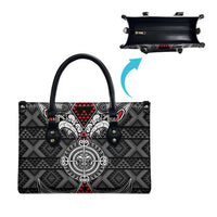 Black Aotearoa Taniko Motif Leather Bag Vintage Maori New Zealand Tribal Art Pattern LT9 - Polynesian Pride