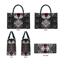 Black Aotearoa Taniko Motif Leather Bag Vintage Maori New Zealand Tribal Art Pattern LT9 - Polynesian Pride