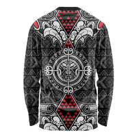 Black Aotearoa Tanilo Motif Long Sleeve Shirt Vintage Maori New Zealand Tribal Art Pattern LT9 - Polynesian Pride