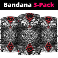 Black Aotearoa Taniko Motif Neck Gaiter Vintage Maori New Zealand Tribal Art Pattern LT9 package One Size: 25*50cm Black - Polynesian Pride
