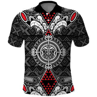 Black Aotearoa Tanilo Motif Polo Shirt Vintage Maori New Zealand Tribal Art Pattern LT9 Black - Polynesian Pride