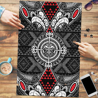 Black Aotearoa Taniko Motif Puzzle Vintage Maori New Zealand Tribal Art Pattern LT9 Black - Polynesian Pride
