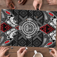 Black Aotearoa Taniko Motif Puzzle Vintage Maori New Zealand Tribal Art Pattern LT9 - Polynesian Pride