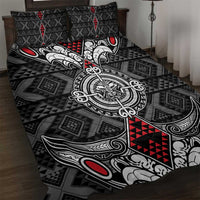 Black Aotearoa Taniko Motif Quilt Bed Set Vintage Maori New Zealand Tribal Art Pattern LT9 Black - Polynesian Pride