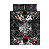 Black Aotearoa Taniko Motif Quilt Bed Set Vintage Maori New Zealand Tribal Art Pattern LT9 - Polynesian Pride