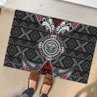 Black Aotearoa Taniko Motif Rubber Doormat Vintage Maori New Zealand Tribal Art Pattern LT9 - Polynesian Pride