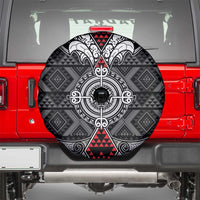 Black Aotearoa Taniko Motif Spare Tire Cover Vintage Maori New Zealand Tribal Art Pattern LT9 - Polynesian Pride