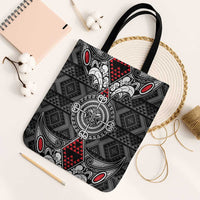 Black Aotearoa Taniko Motif Tote Bag Vintage Maori New Zealand Tribal Art Pattern LT9 Black Strap One Size Black - Polynesian Pride