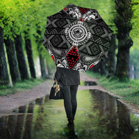 Black Aotearoa Taniko Motif Umbrella Vintage Maori New Zealand Tribal Art Pattern LT9 - Polynesian Pride