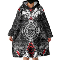 Black Aotearoa Tanilo Motif Wearable Blanket Hoodie Vintage Maori New Zealand Tribal Art Pattern LT9 - Polynesian Pride
