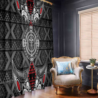 Black Aotearoa Taniko Motif Window Curtain Vintage Maori New Zealand Tribal Art Pattern LT9 - Polynesian Pride