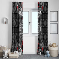 Black Aotearoa Taniko Motif Window Curtain Vintage Maori New Zealand Tribal Art Pattern LT9 - Polynesian Pride