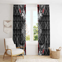 Black Aotearoa Taniko Motif Window Curtain Vintage Maori New Zealand Tribal Art Pattern LT9 - Polynesian Pride