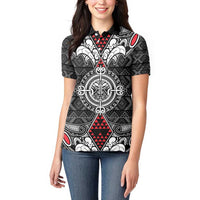 Black Aotearoa Tanilo Motif Women Polo Shirt Vintage Maori New Zealand Tribal Art Pattern