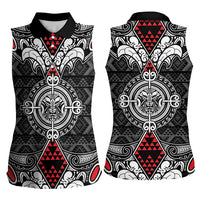 Black Aotearoa Tanilo Motif Women Sleeveless Polo Shirt Vintage Maori New Zealand Tribal Art Pattern LT9 - Polynesian Pride