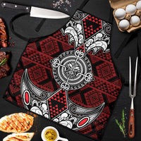 Red Aotearoa Taniko Motif Apron Vintage Maori New Zealand Tribal Art Pattern LT9 Red - Polynesian Pride