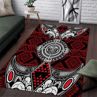 Red Aotearoa Taniko Motif Area Rug Vintage Maori New Zealand Tribal Art Pattern LT9 Red - Polynesian Pride