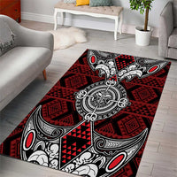 Red Aotearoa Taniko Motif Area Rug Vintage Maori New Zealand Tribal Art Pattern LT9 - Polynesian Pride