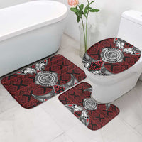 Red Aotearoa Taniko Motif Bathroom Set Vintage Maori New Zealand Tribal Art Pattern LT9 - Polynesian Pride