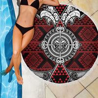 Red Aotearoa Taniko Motif Beach Blanket Vintage Maori New Zealand Tribal Art Pattern LT9 - Polynesian Pride